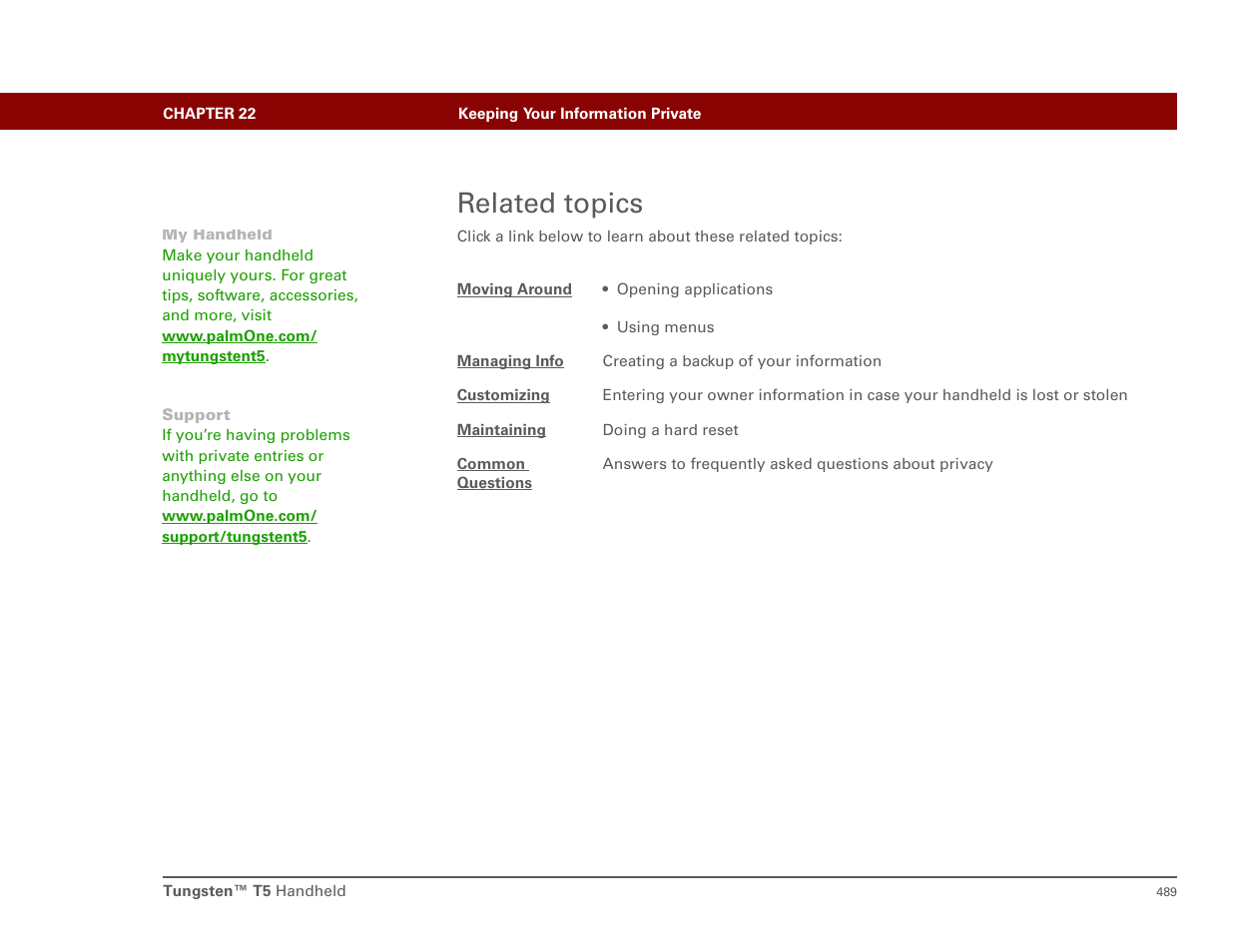 Related topics | Palm T5 User Manual | Page 511 / 675