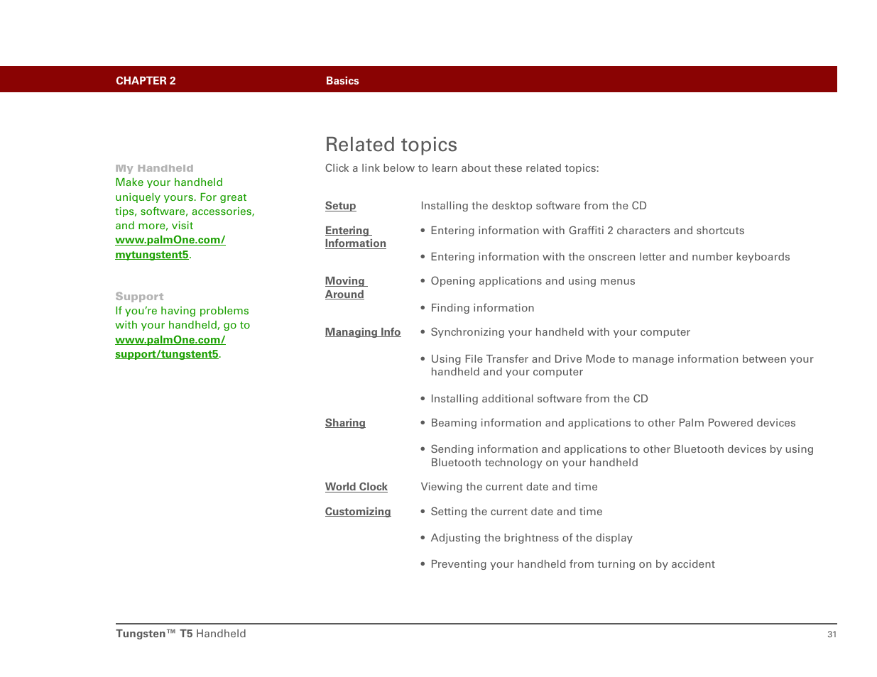 Related topics | Palm T5 User Manual | Page 53 / 675