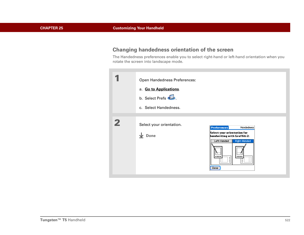 Changing handedness orientation of the screen | Palm T5 User Manual | Page 544 / 675