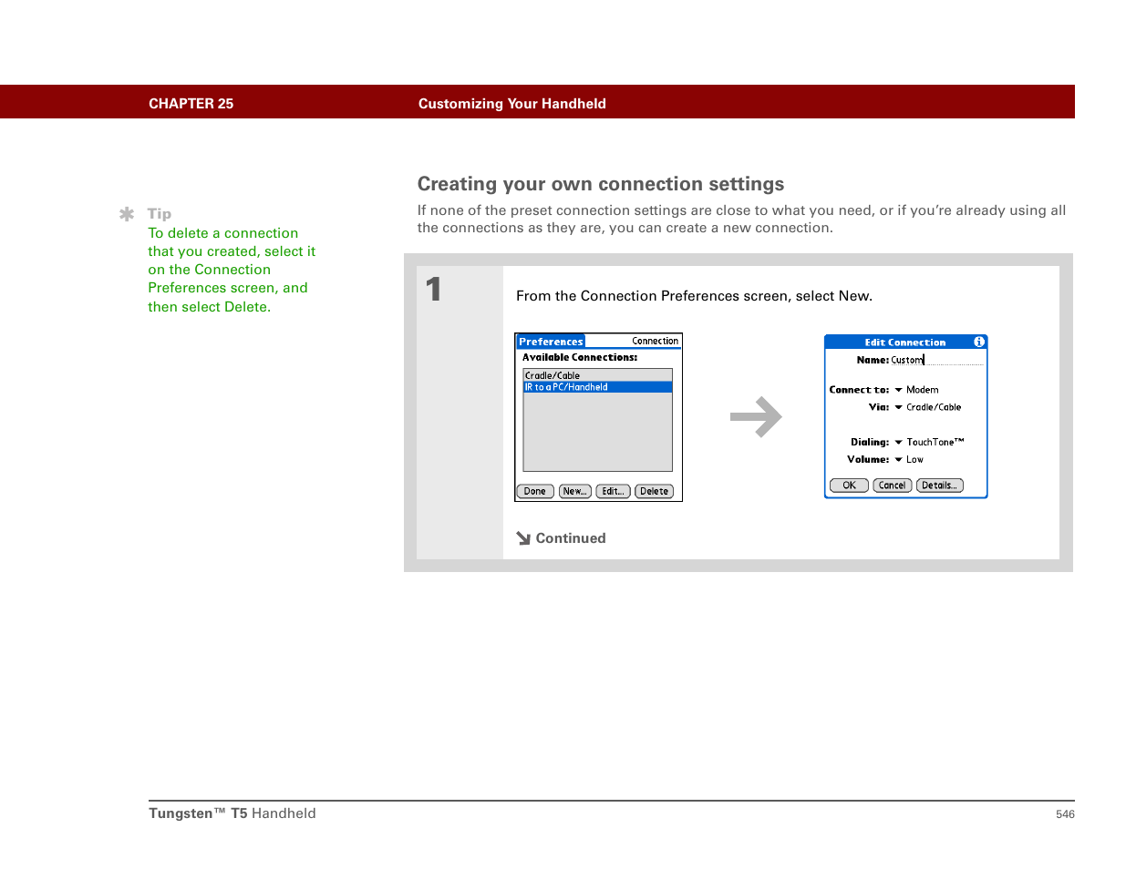 Creating your own connection settings | Palm T5 User Manual | Page 568 / 675