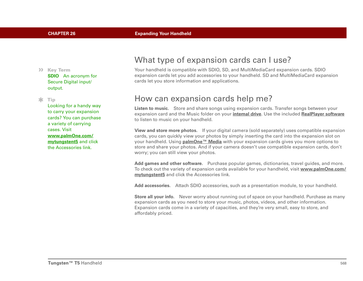 What type of expansion cards can i use, How can expansion cards help me | Palm T5 User Manual | Page 590 / 675