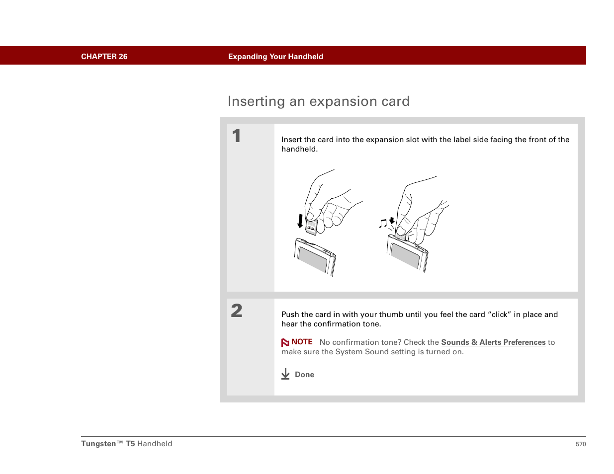 Inserting an expansion card | Palm T5 User Manual | Page 592 / 675