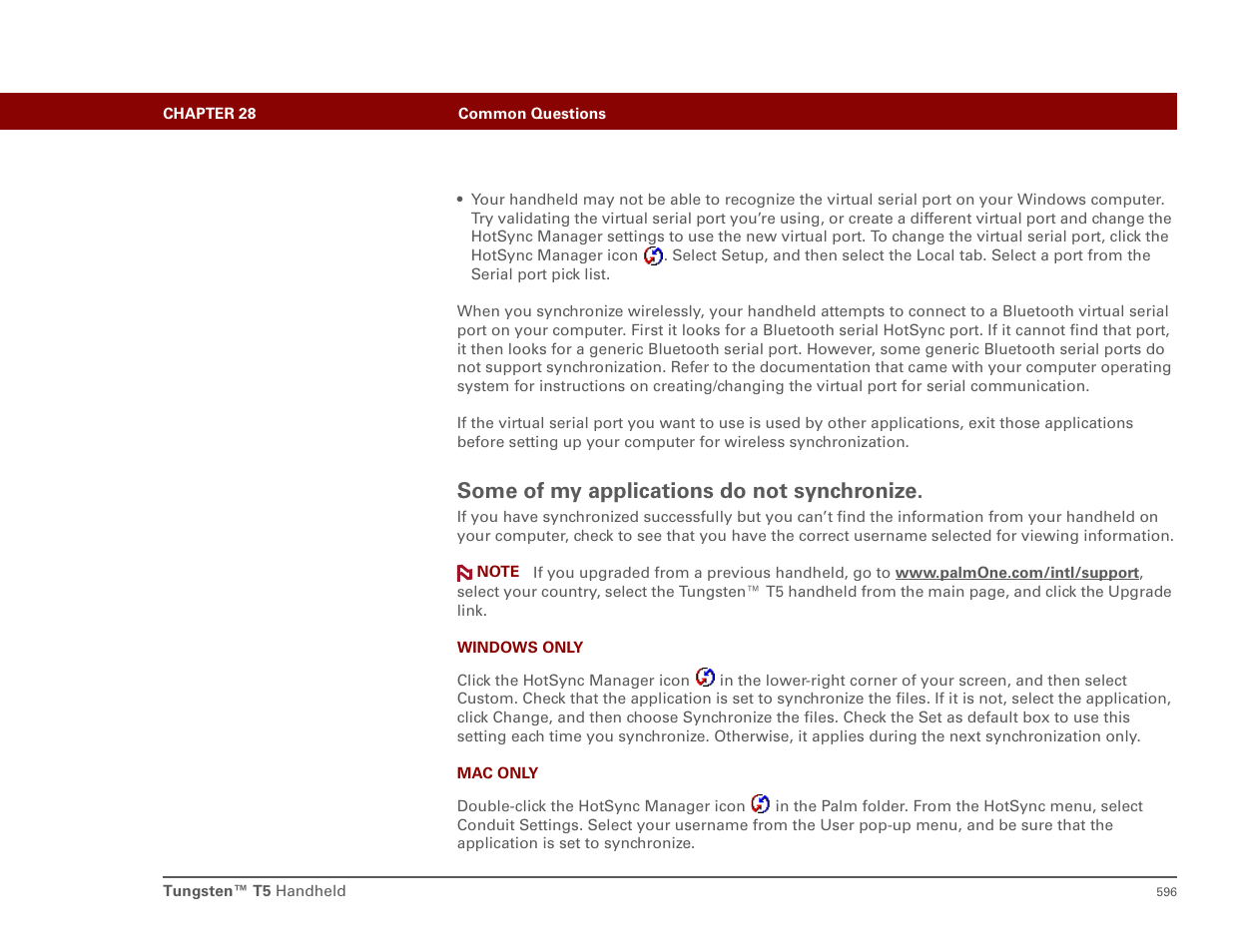 Some of my applications do not synchronize | Palm T5 User Manual | Page 618 / 675