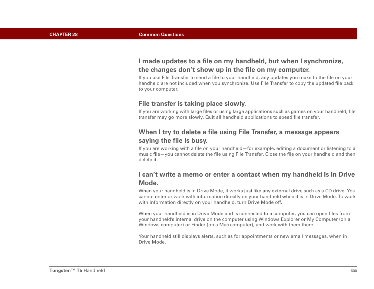 File transfer is taking place slowly | Palm T5 User Manual | Page 622 / 675