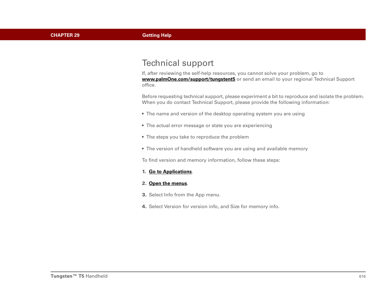 Technical support | Palm T5 User Manual | Page 638 / 675