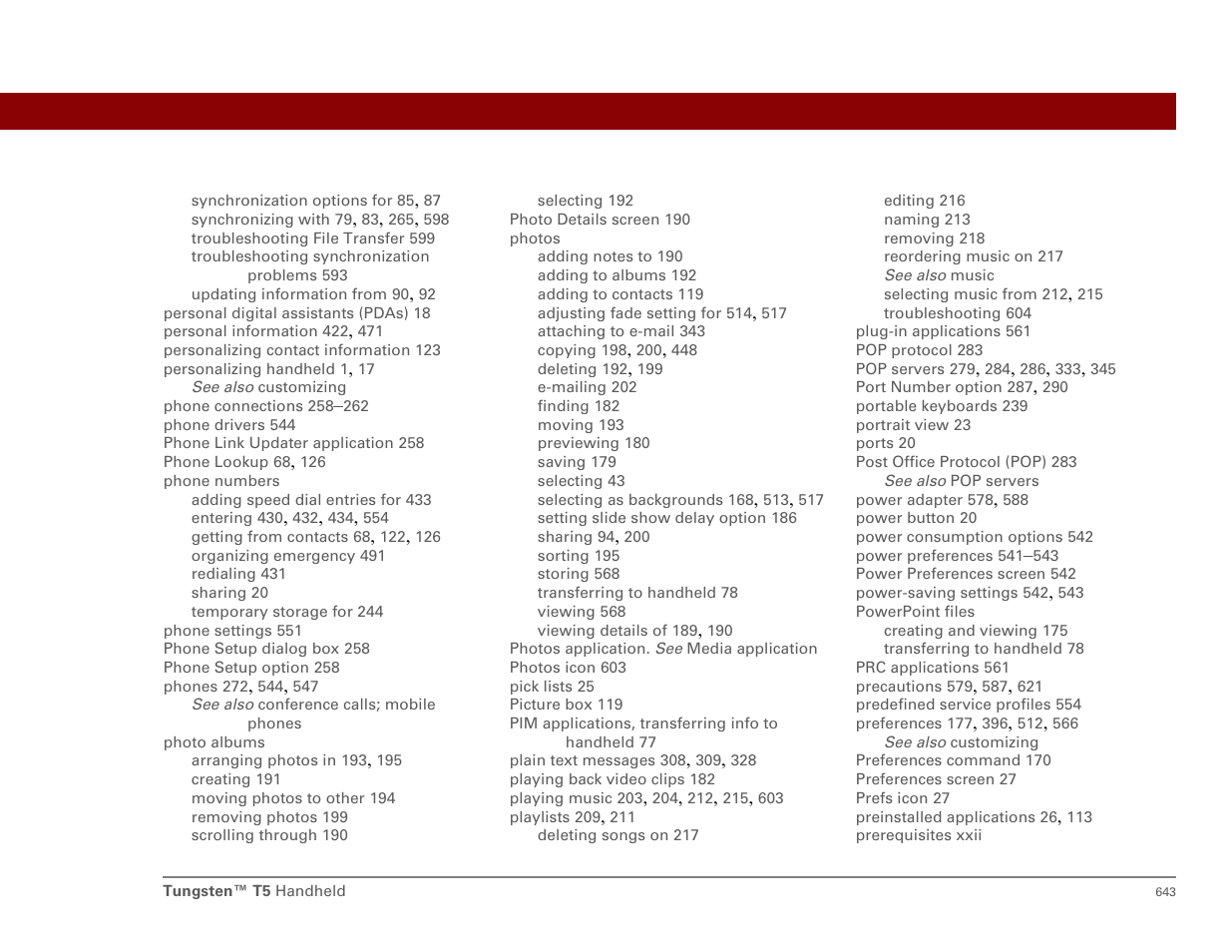 Palm T5 User Manual | Page 665 / 675