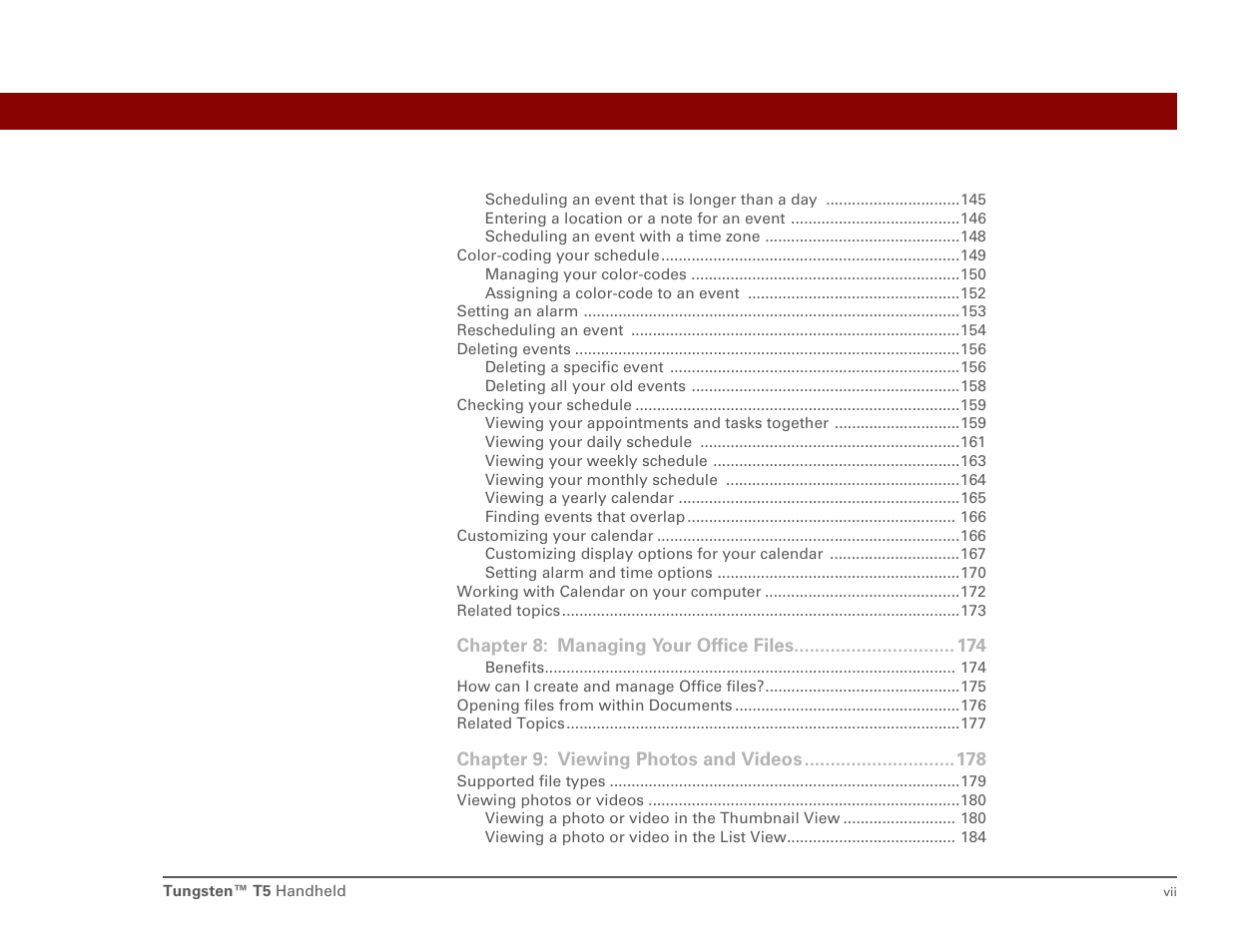 Palm T5 User Manual | Page 7 / 675