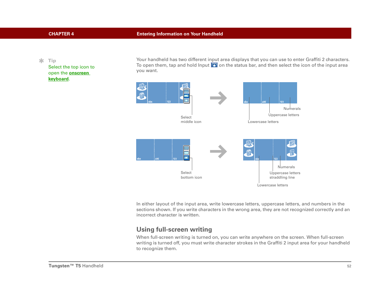 Using full-screen writing, Rn full-scree | Palm T5 User Manual | Page 74 / 675
