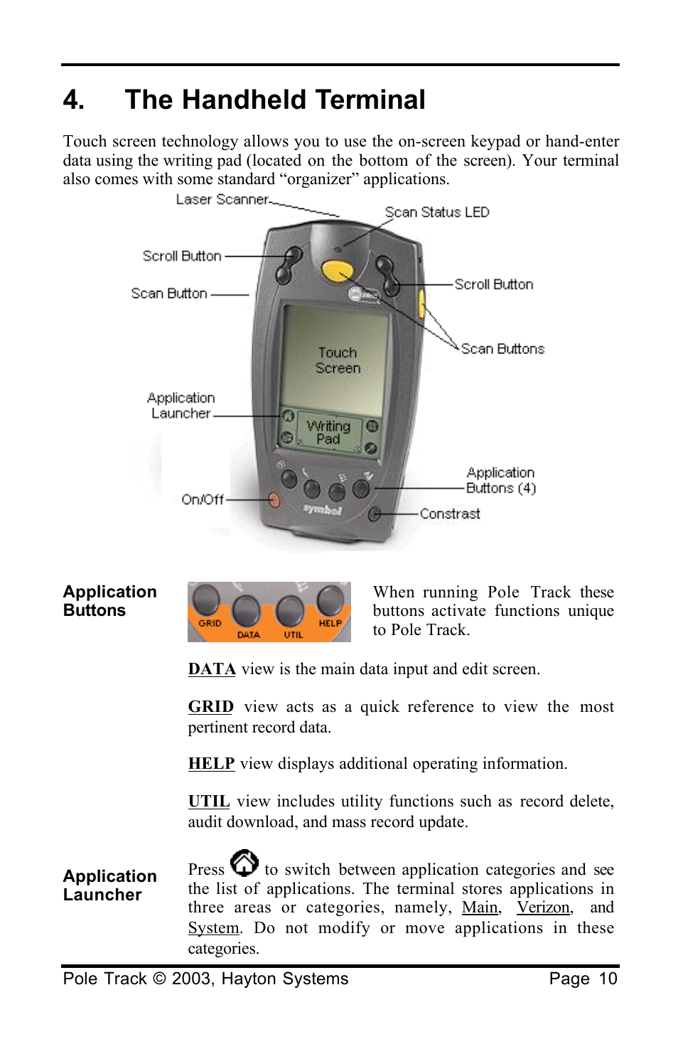 The handheld terminal | Palm HPK012 User Manual | Page 14 / 37