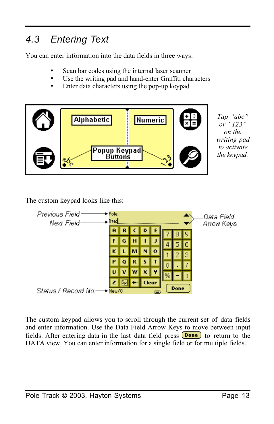 3 entering text | Palm HPK012 User Manual | Page 17 / 37