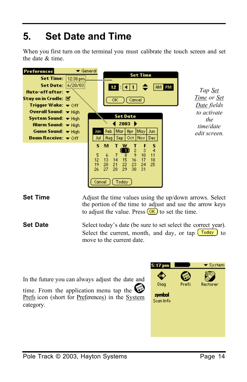 Set date and time | Palm HPK012 User Manual | Page 18 / 37