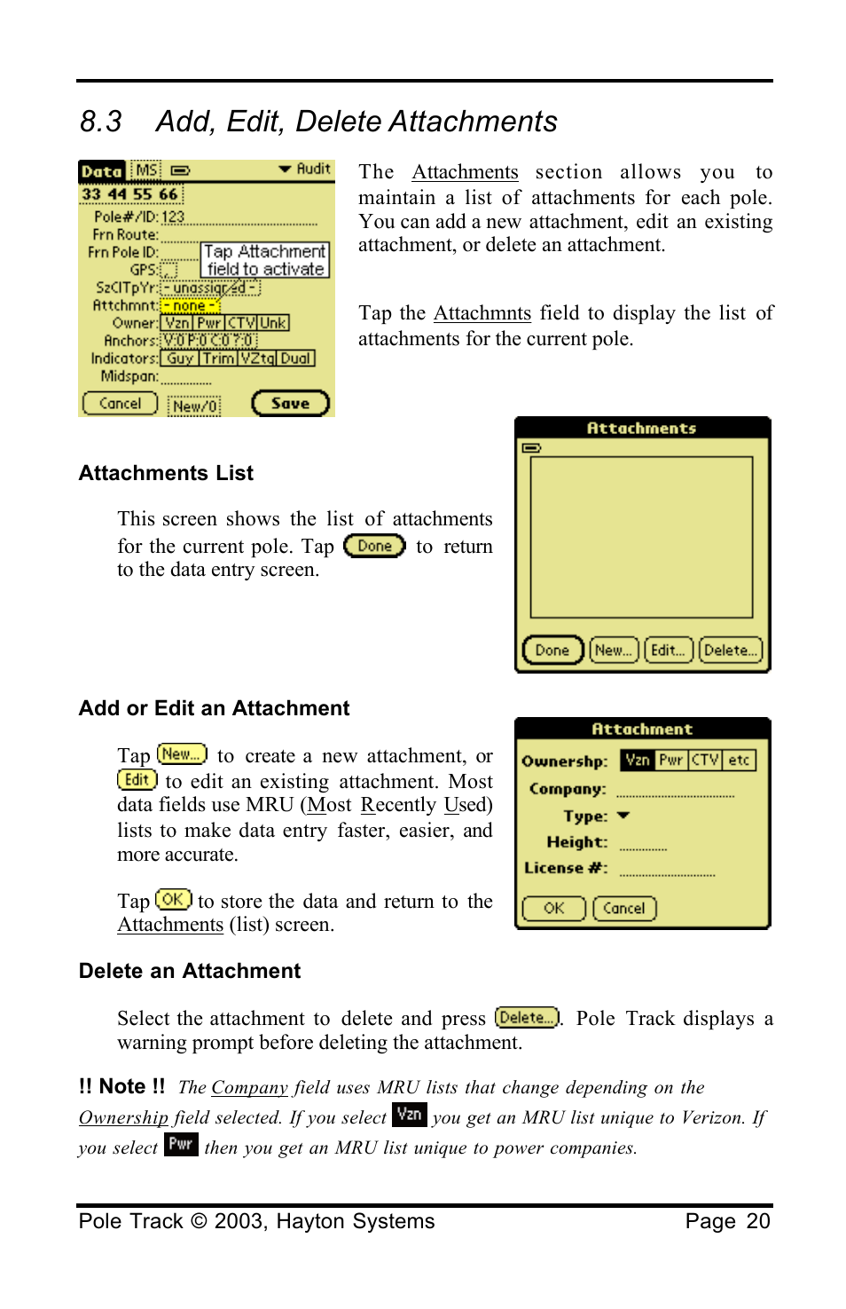 3 add, edit, delete attachments | Palm HPK012 User Manual | Page 24 / 37