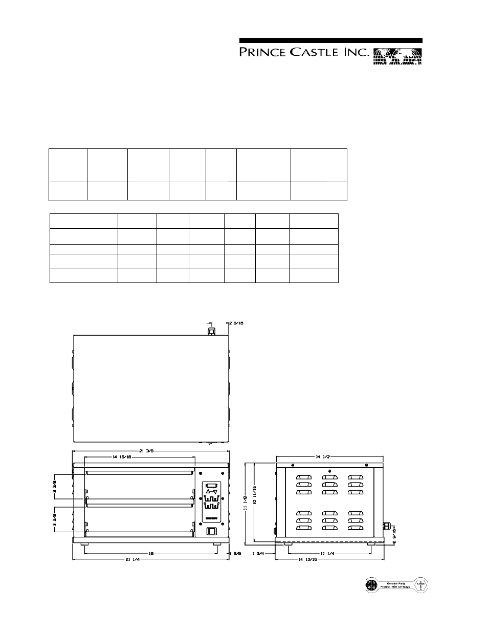 Specifications | Prince Castle DEDICATEDHOLDINGBIN DHB2-20 User Manual | Page 2 / 2