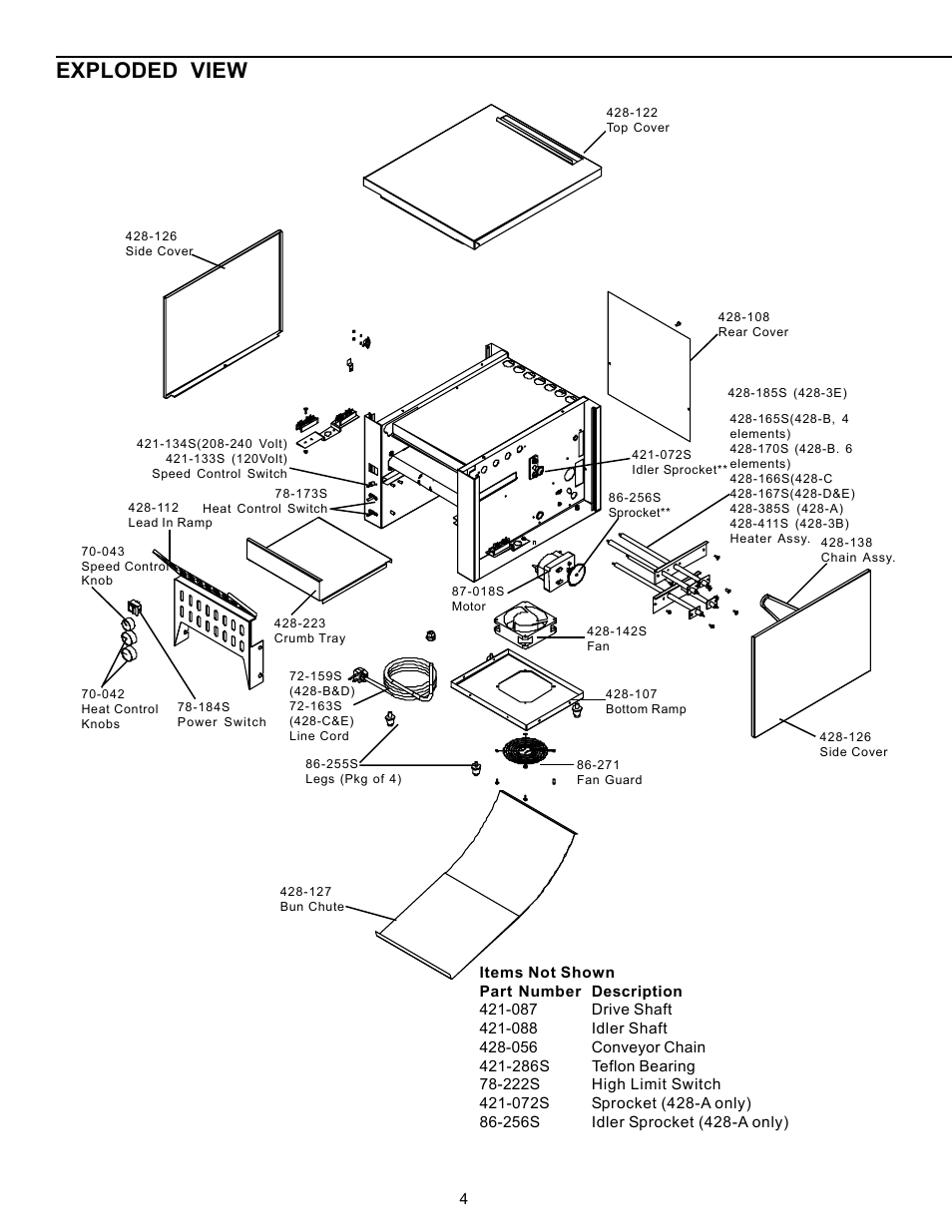 Exploded view | Prince Castle 428-D User Manual | Page 4 / 8