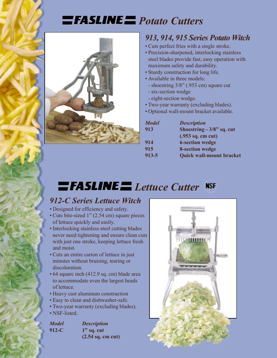 Potato cutters, Lettuce cutter, C series lettuce witch | Prince Castle Wedgers User Manual | Page 6 / 8