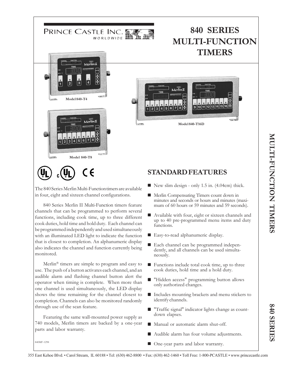 Prince Castle 840-T8 User Manual | 2 pages