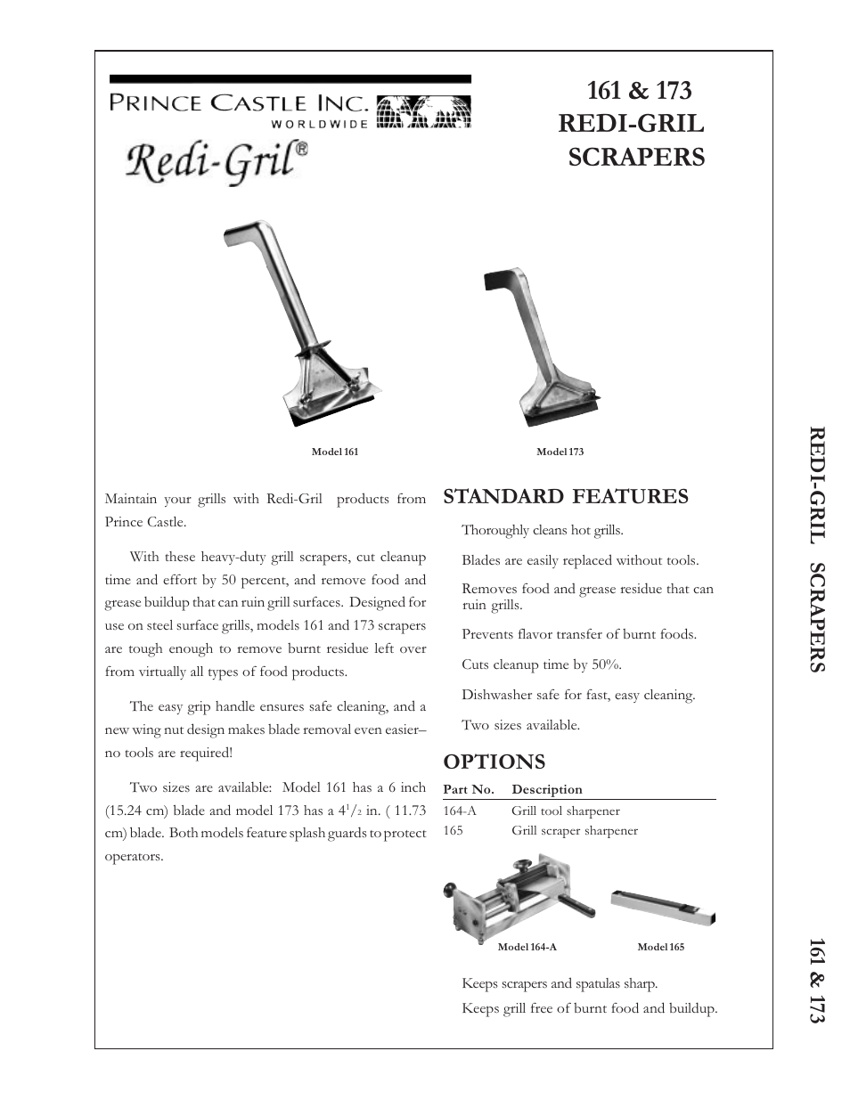 Prince Castle Redi-Grill Scapers 173 User Manual | 2 pages