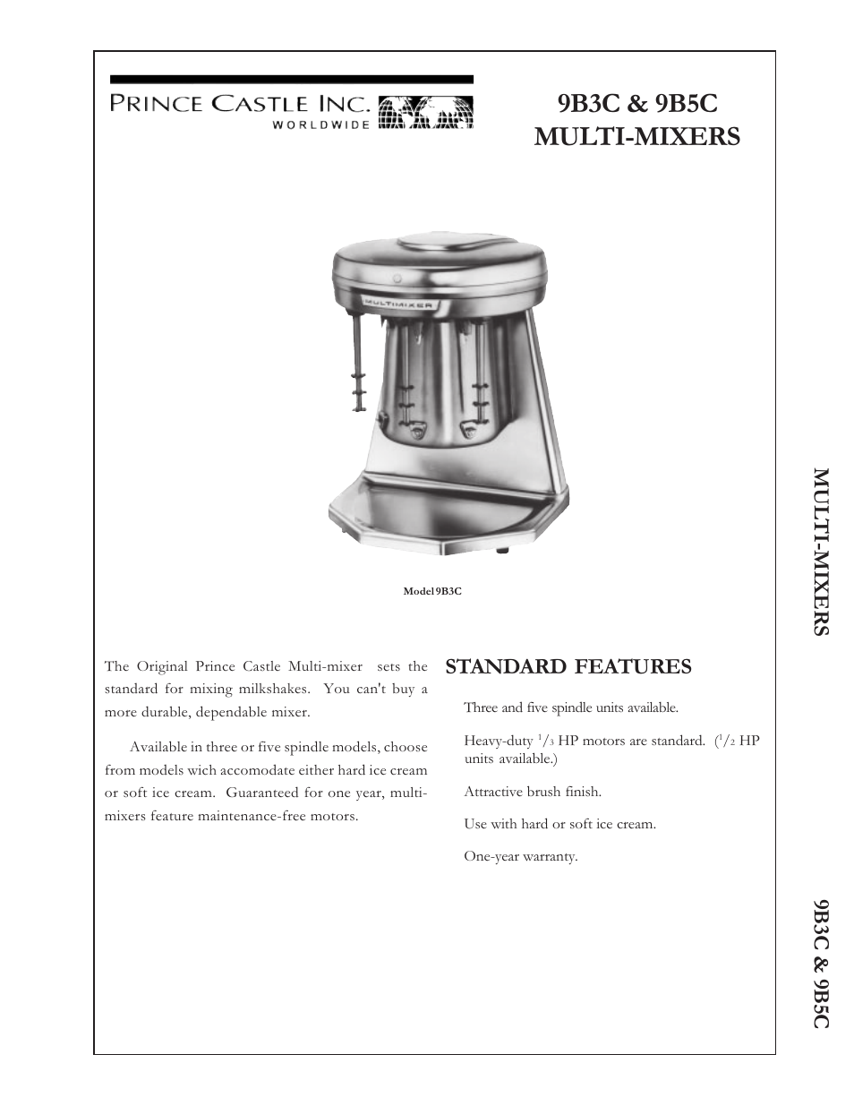 Prince Castle MULTI-MIXER 9B5C User Manual | 2 pages