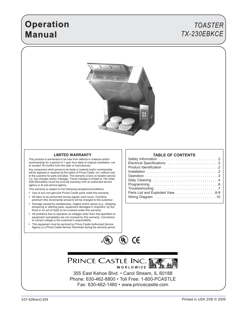 Prince Castle TX-230EBKCE User Manual | 10 pages