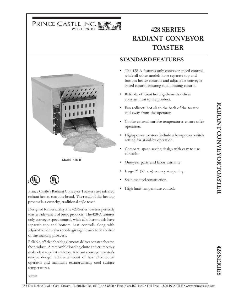 Prince Castle 428 Series User Manual | 2 pages