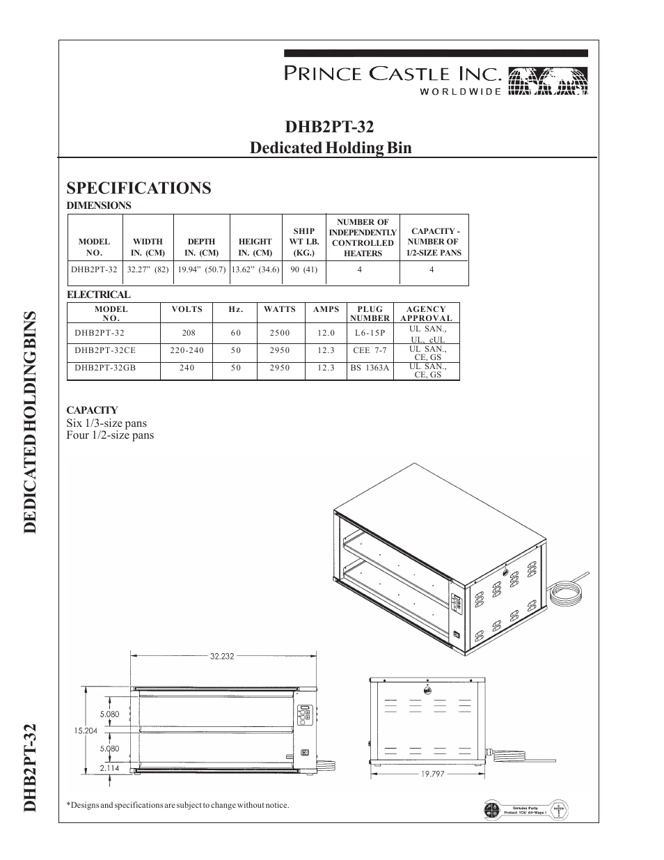 Prince Castle DHB2PT-32 User Manual | Page 2 / 2