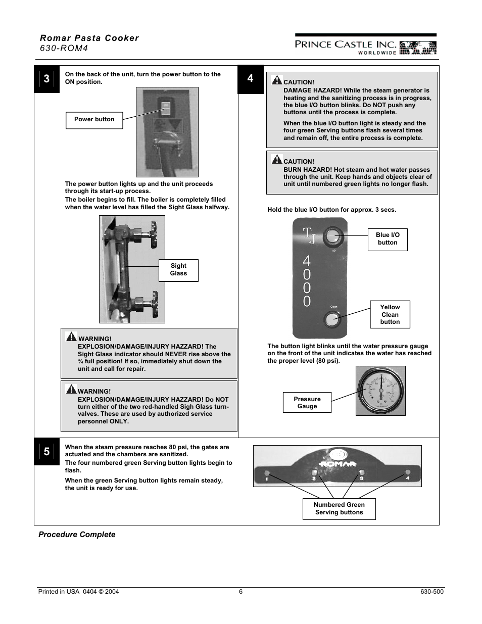 Romar pasta cooker 630-rom4 | Prince Castle 630-ROM4 User Manual | Page 6 / 9