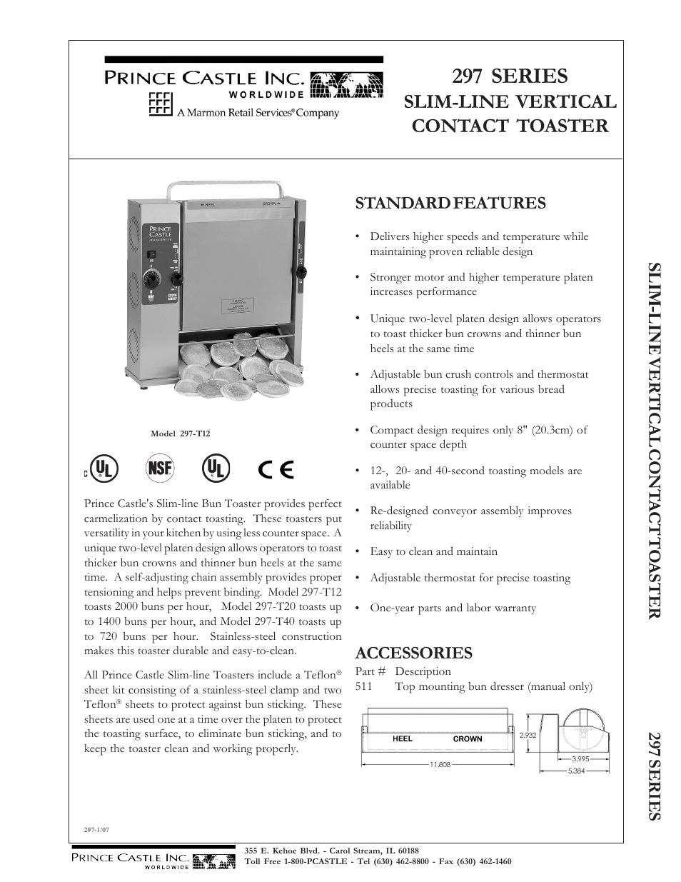 Prince Castle 297 Series User Manual | 2 pages