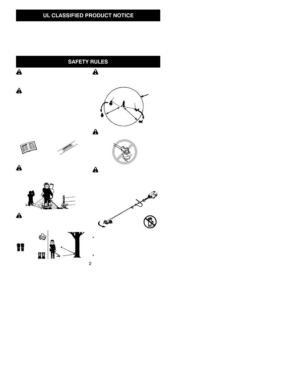 Ul classified product notice, Safety rules | Poulan PPB300 User Manual | Page 2 / 20