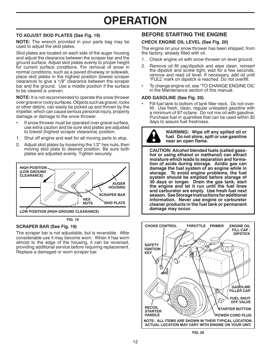 Operation, Before starting the engine | Poulan 96192001804 User Manual | Page 12 / 40