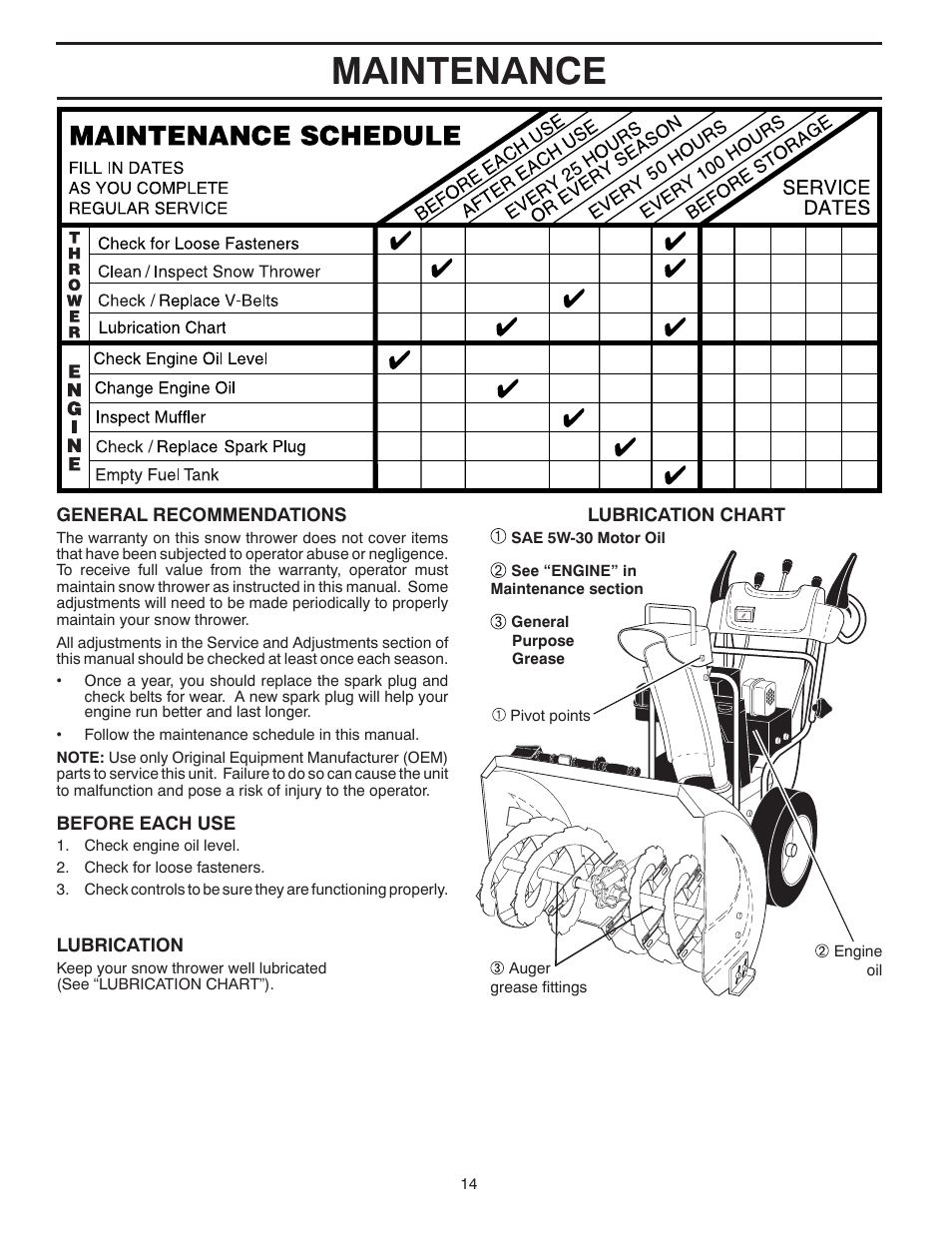 Maintenance | Poulan 96192001804 User Manual | Page 14 / 40