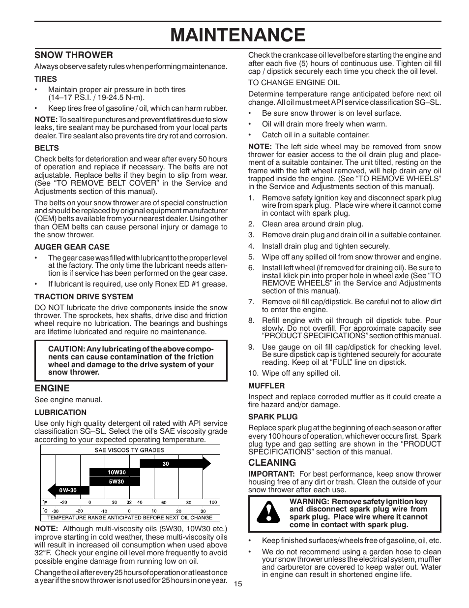 Maintenance | Poulan 96192001804 User Manual | Page 15 / 40