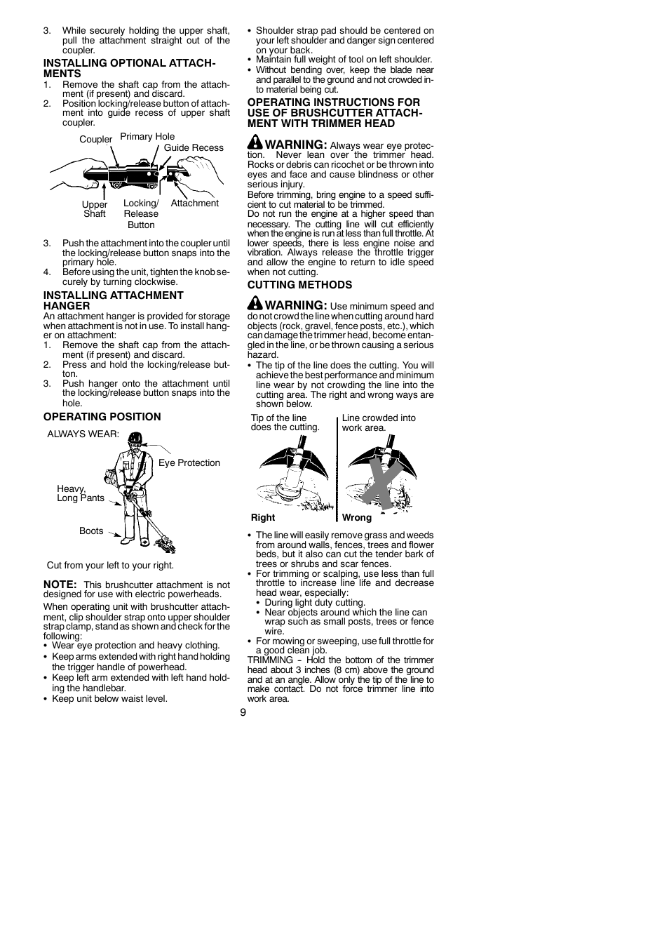 Warning | Poulan 530164264 User Manual | Page 9 / 12