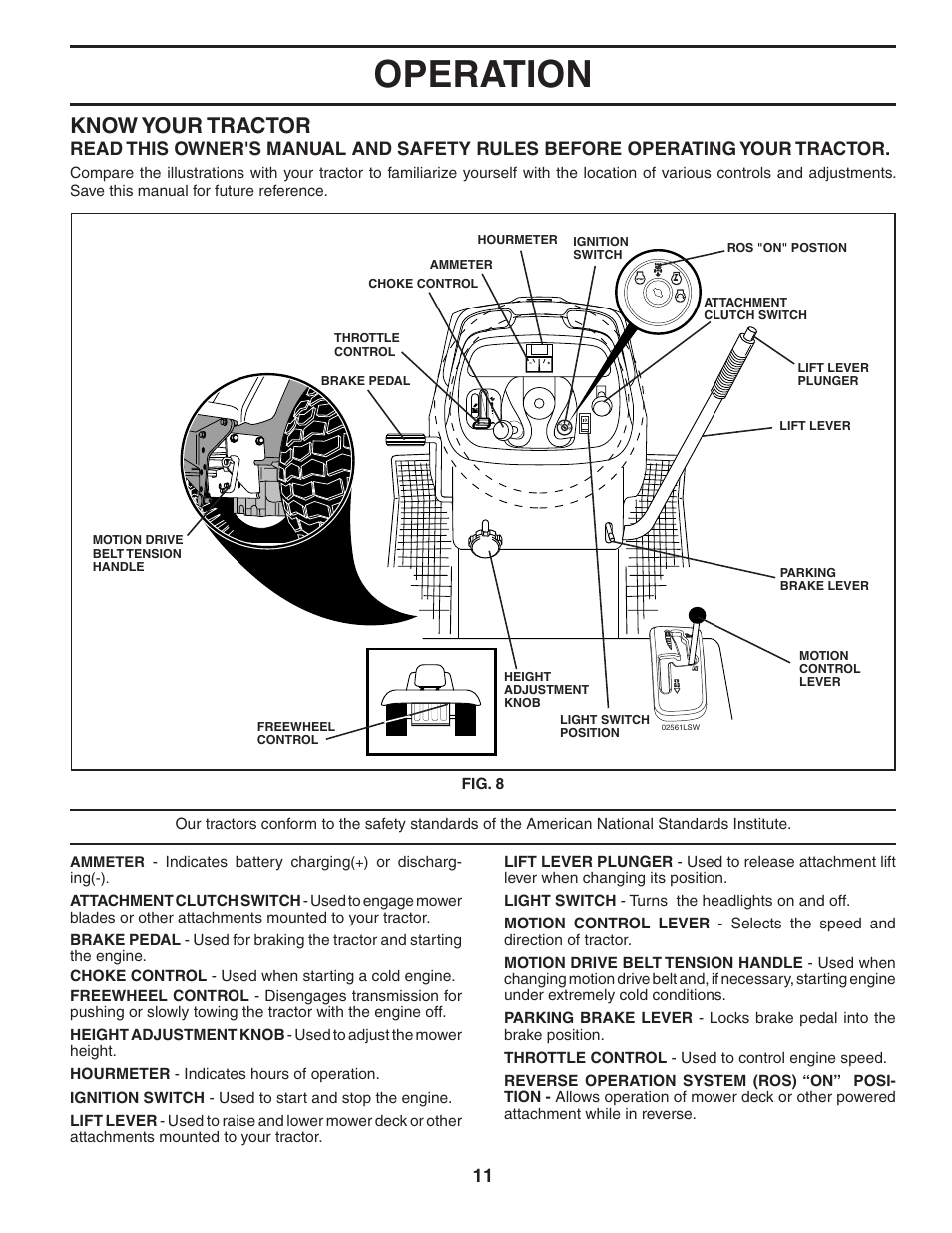 Operation, Know your tractor | Poulan 195806 User Manual | Page 11 / 32