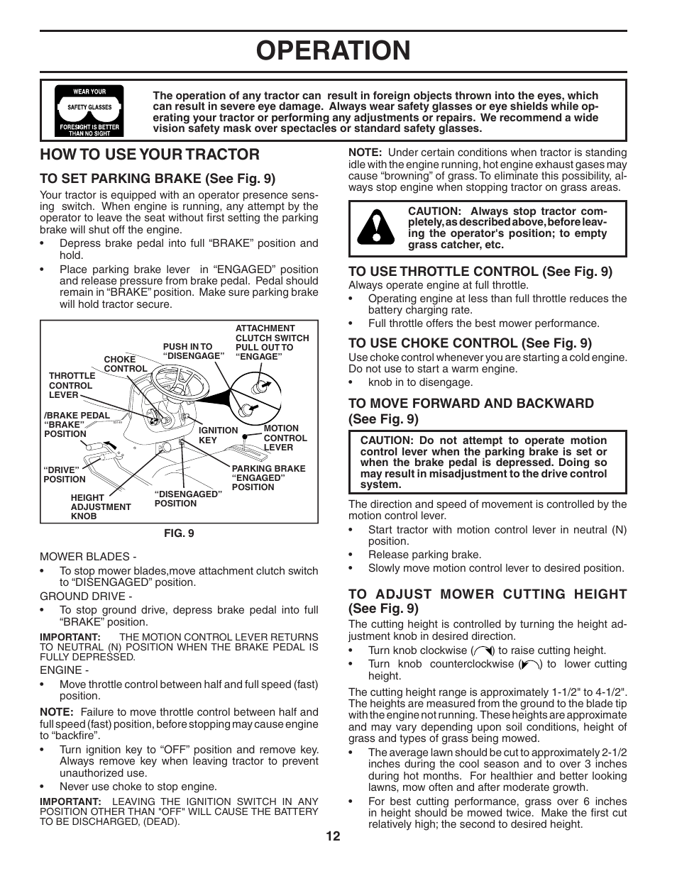 Operation, How to use your tractor | Poulan 195806 User Manual | Page 12 / 32