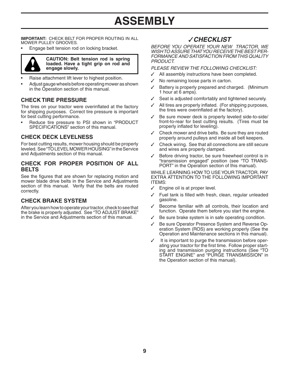 Assembly, Checklist | Poulan 195806 User Manual | Page 9 / 32