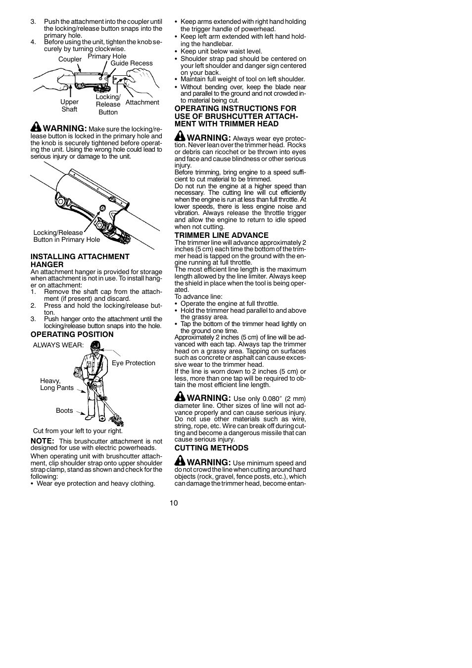 Warning | Poulan 952711828 User Manual | Page 10 / 14