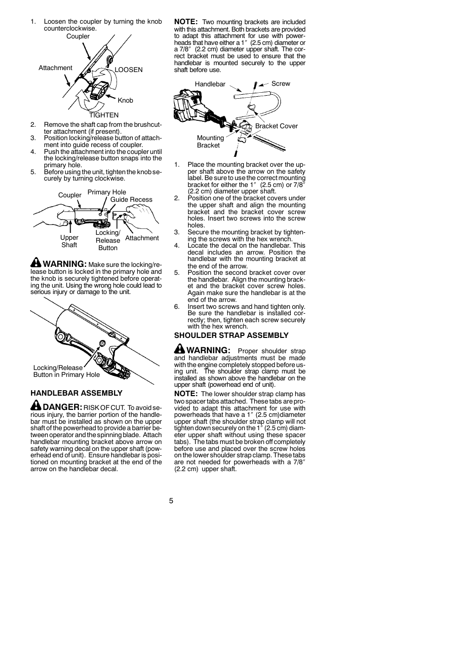 Warning, Danger | Poulan 952711828 User Manual | Page 5 / 14