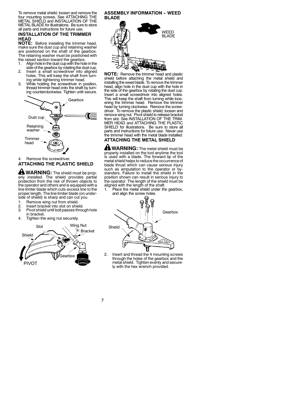 Warning | Poulan 952711828 User Manual | Page 7 / 14