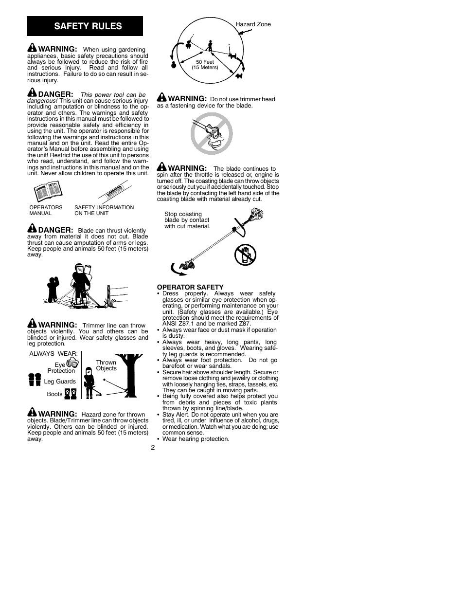 Safety rules | Poulan BC2400P User Manual | Page 2 / 11