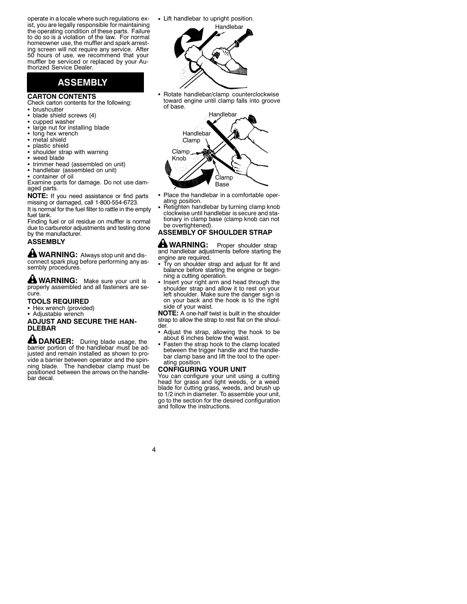 Assembly | Poulan BC2400P User Manual | Page 4 / 11