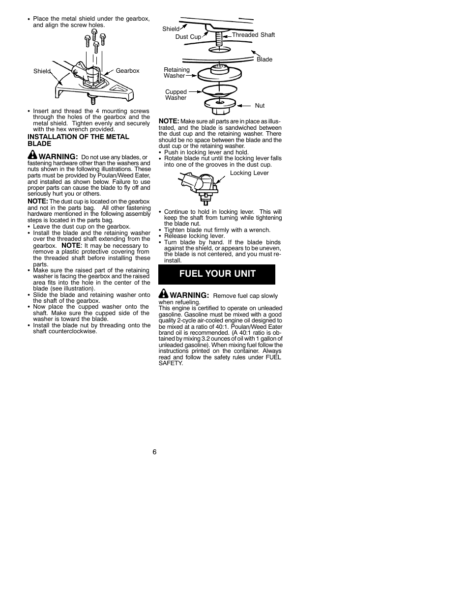 Fuel your unit | Poulan BC2400P User Manual | Page 6 / 11