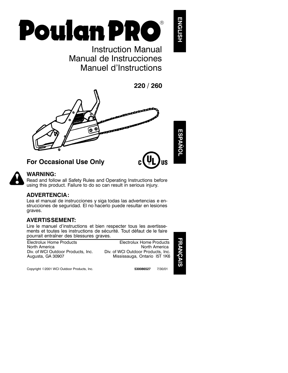 Poulan 260 User Manual | 17 pages