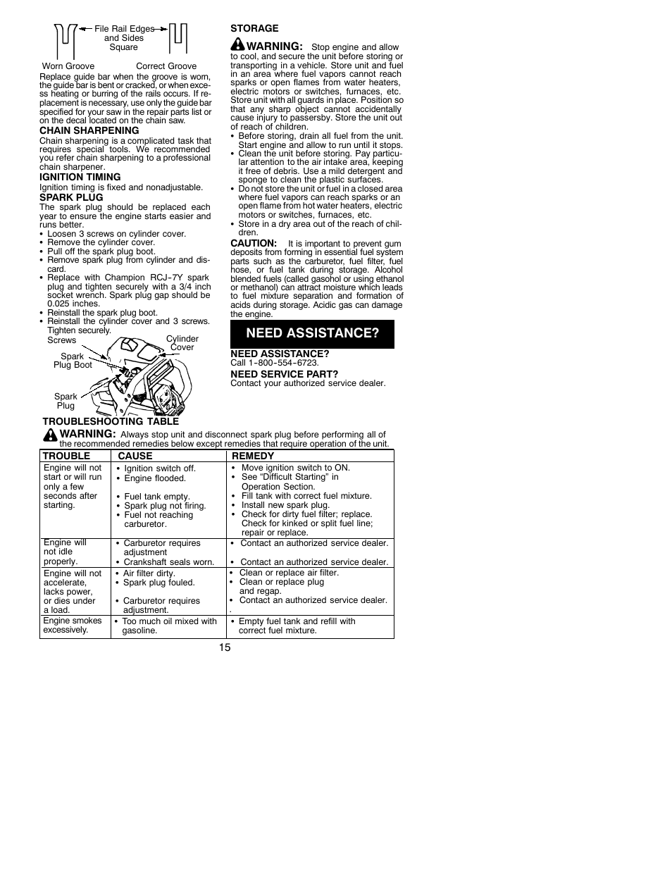 Need assistance | Poulan 260 User Manual | Page 15 / 17