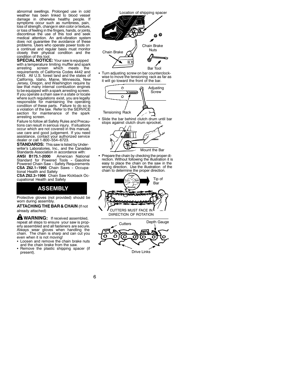 Assembly | Poulan 260 User Manual | Page 6 / 17