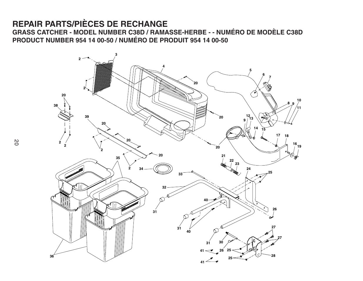 Repair parts/pièces de rechange | Poulan C38D User Manual | Page 20 / 21