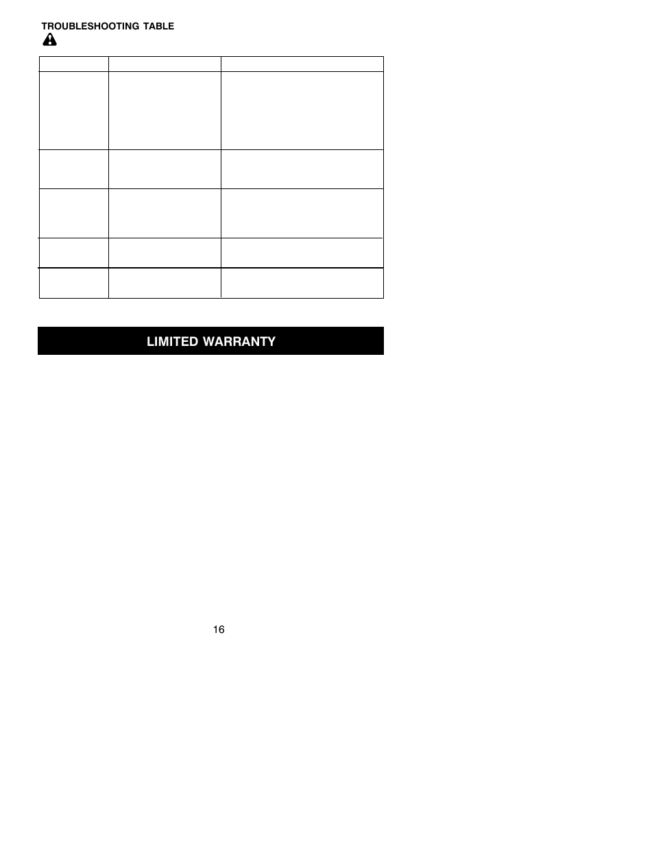 Limited warranty | Poulan 2150PR LE Series User Manual | Page 16 / 18