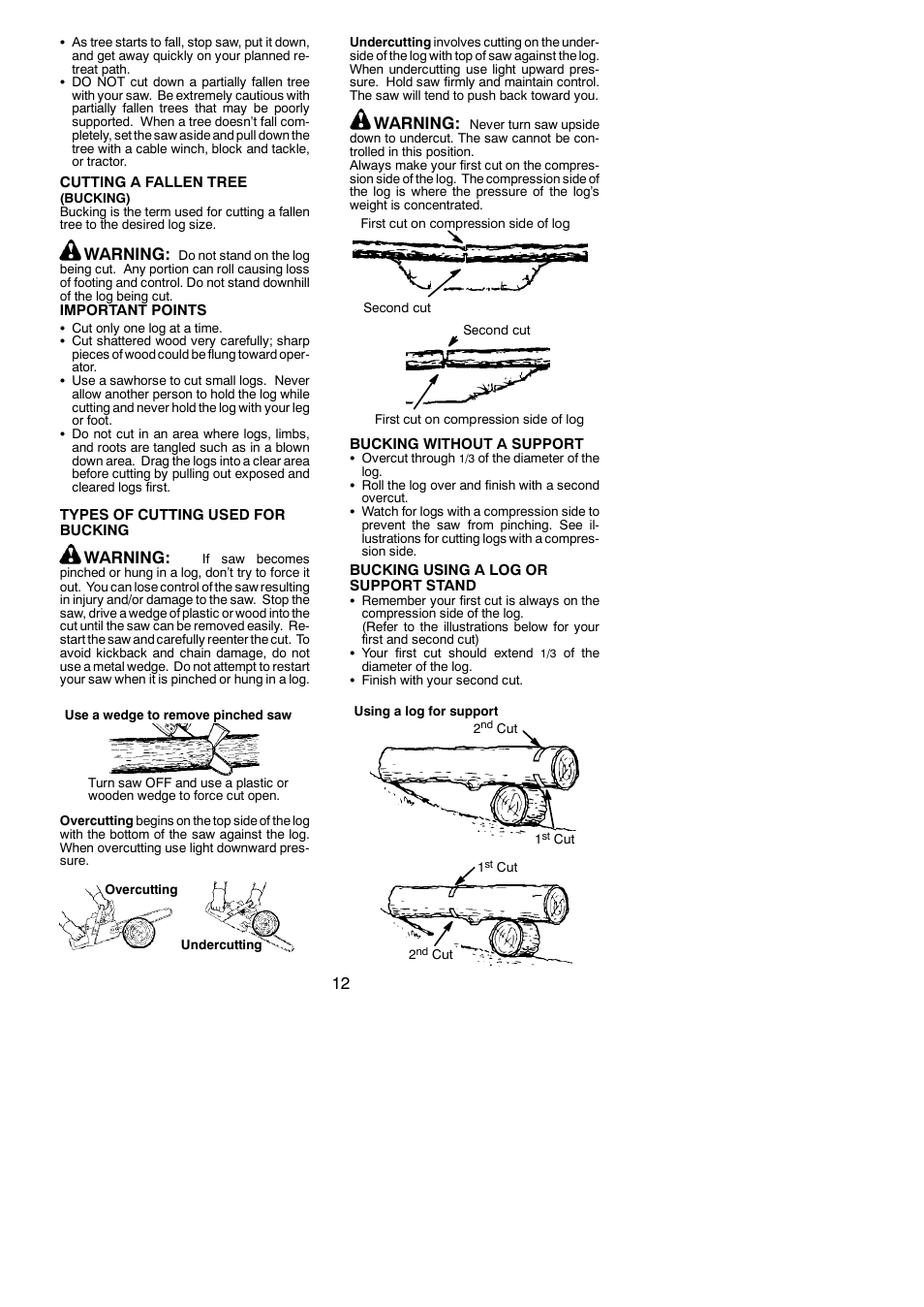 Warning | Poulan BH 2160 User Manual | Page 12 / 18