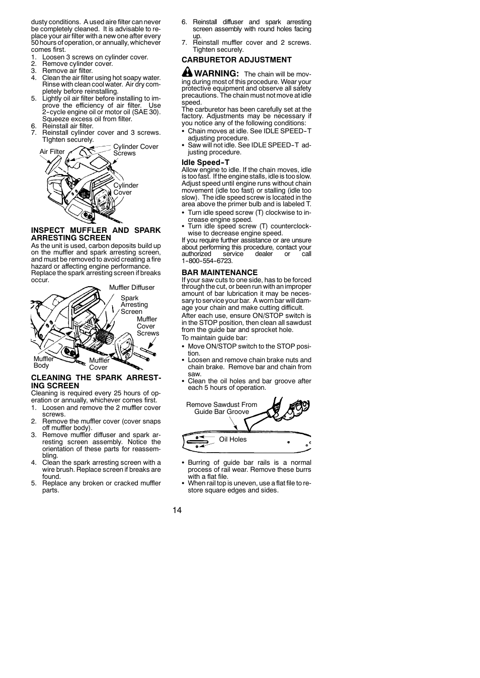 Warning | Poulan BH 2160 User Manual | Page 14 / 18