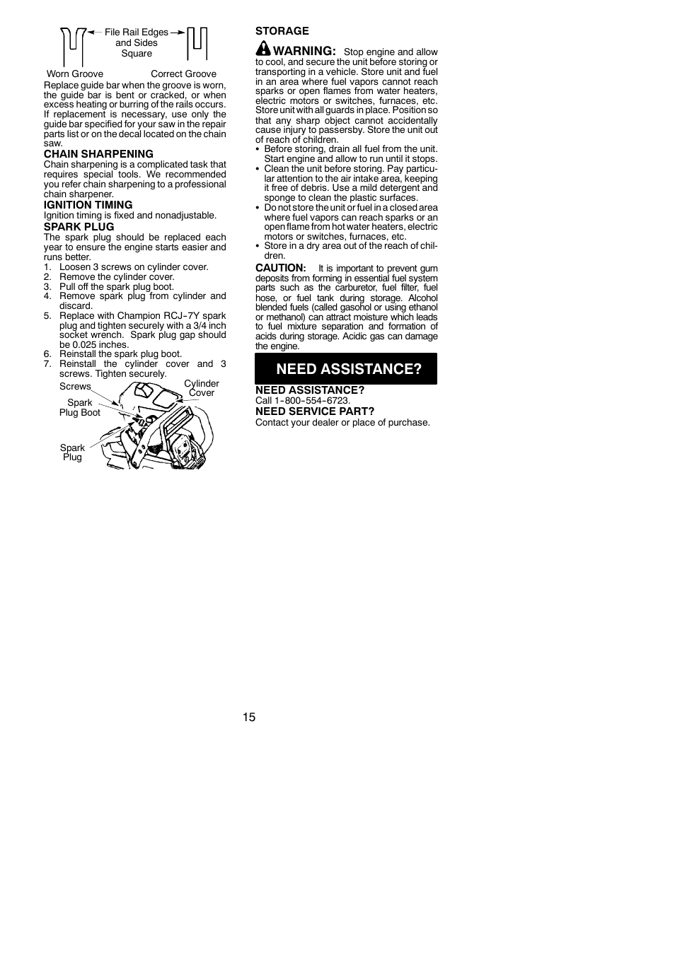 Need assistance, Warning | Poulan BH 2160 User Manual | Page 15 / 18