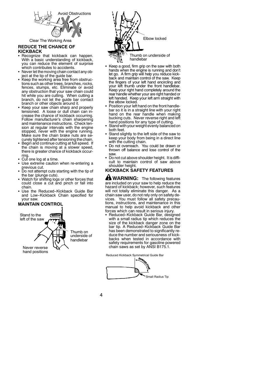 Warning | Poulan BH 2160 User Manual | Page 4 / 18